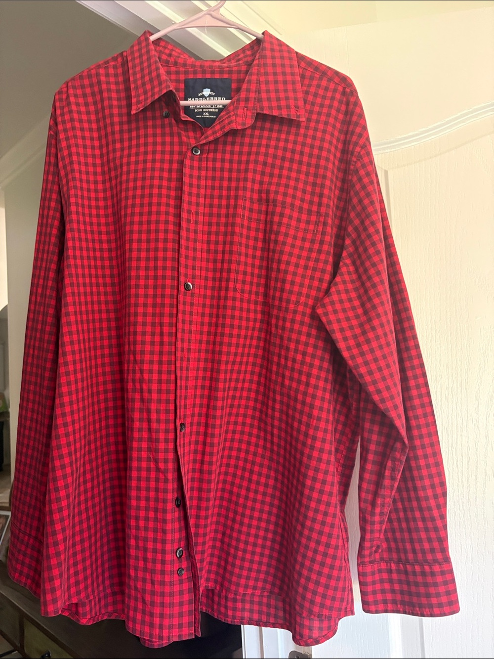 Saddlebred Red and Black Plaid Button-Down Shirt